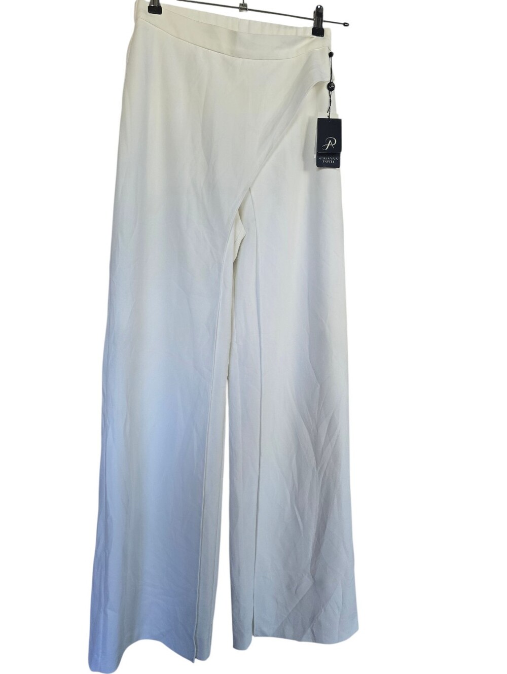 Adrianna Papell Ivory Wide-Leg Wrap-Front Pants